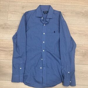 Polo by Ralph Lauren Men's Navy Checkered Button Down Shirt
